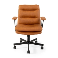 Chaise de bureau rembourrée en similicuir marron - Meubles Concept
