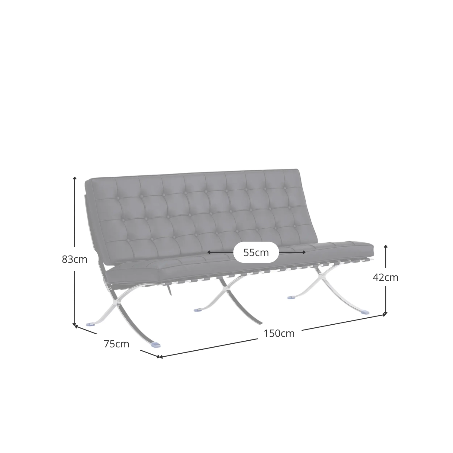 Fauteuil Barcelona Similicuir 2 places Inspiration - Meubles Concept