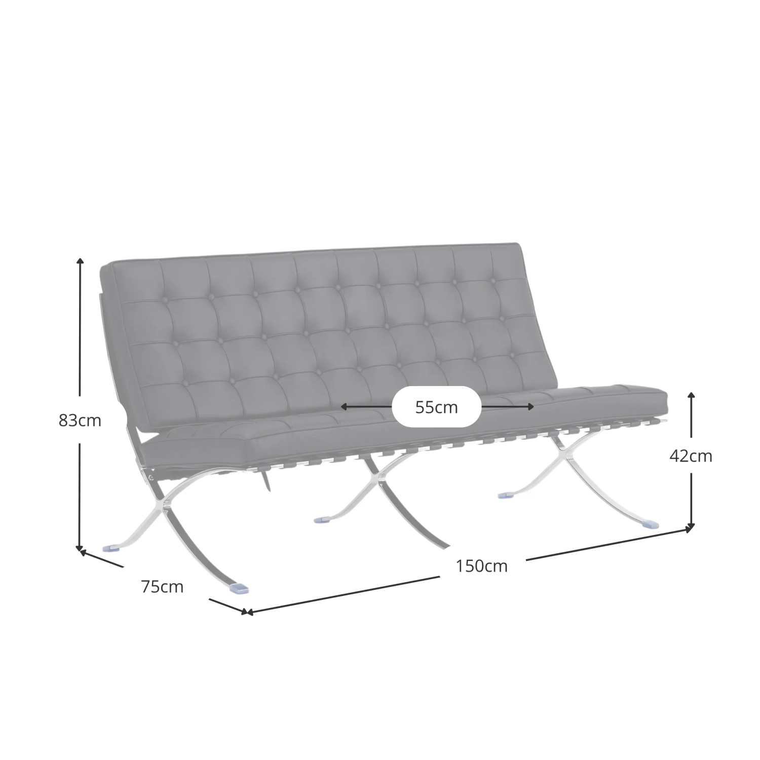 Fauteuil Barcelona Similicuir 2 places Inspiration - Meubles Concept