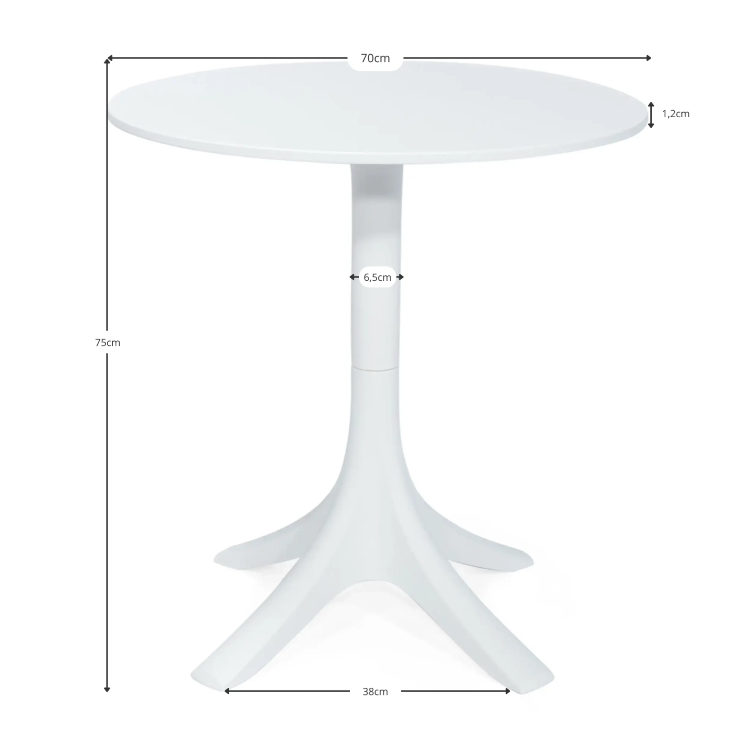 Table de salle à manger ronde en polypropylène (70 cm de diamètre) - Tables d'extérieur design
