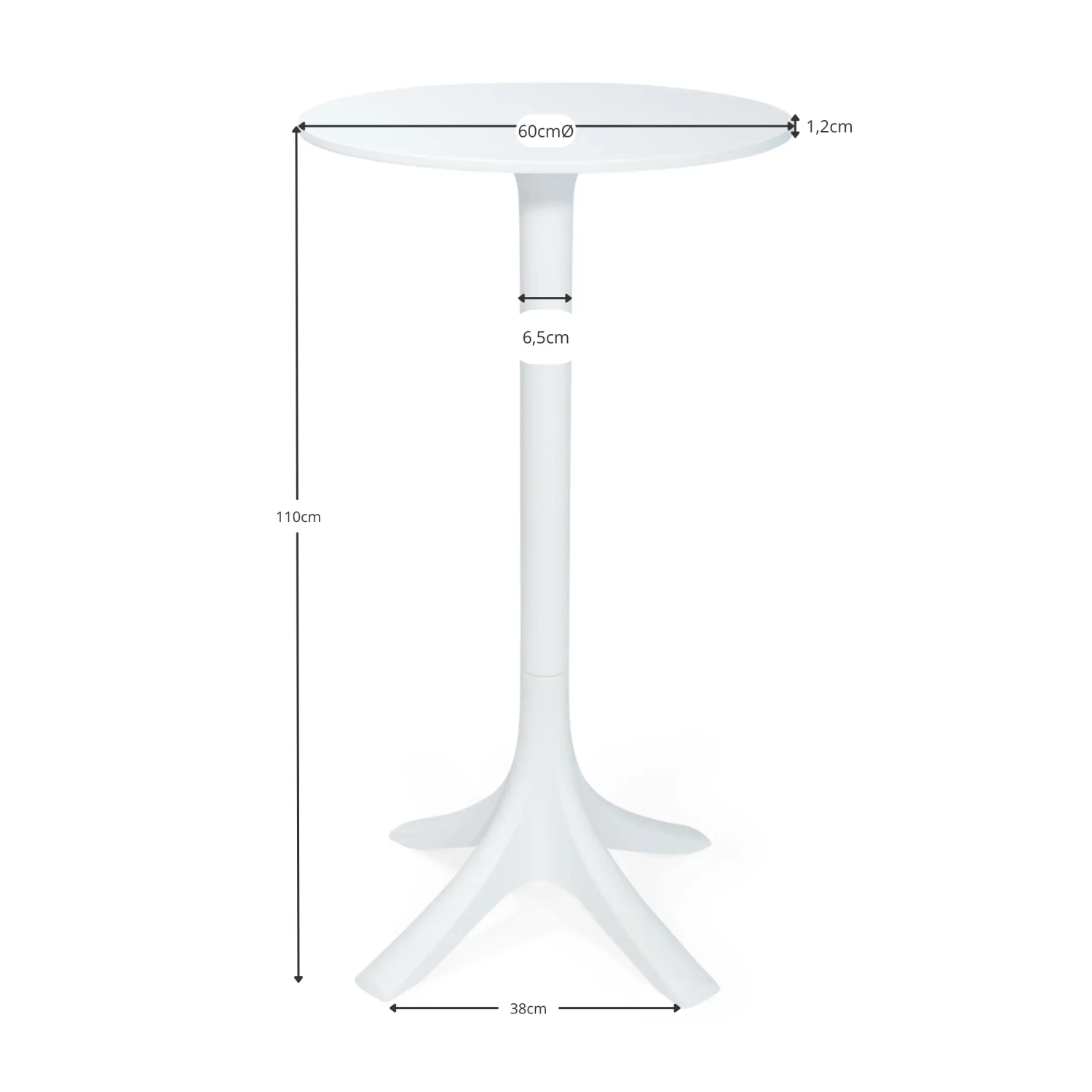 Barcelona Table d'extérieur haute, 60 cm de diamètre - Tables d'extérieur design
