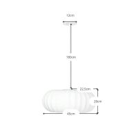 Suspension en tissu blanc Ø 45 cm au design segmenté Kyoto