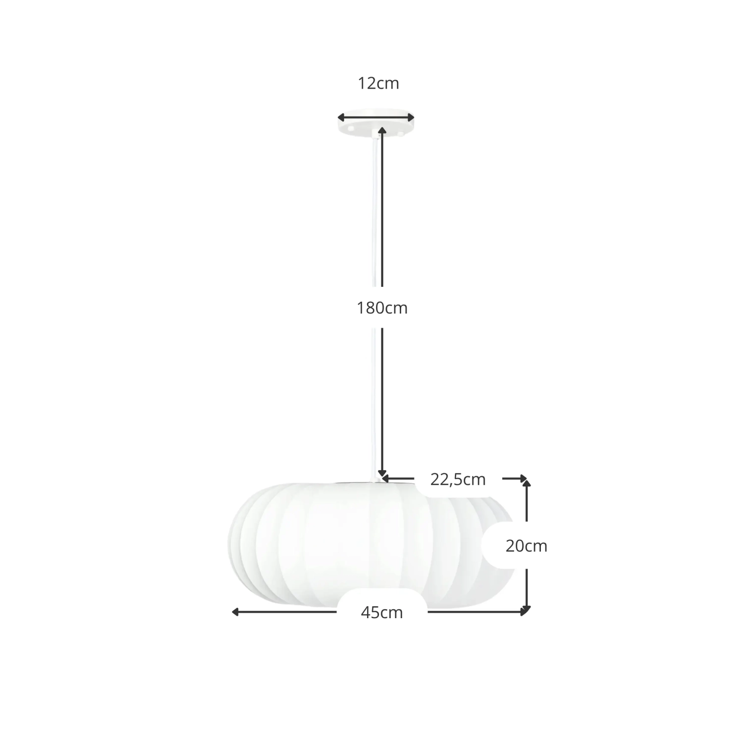 Suspension en tissu blanc Ø 45 cm au design segmenté Kyoto