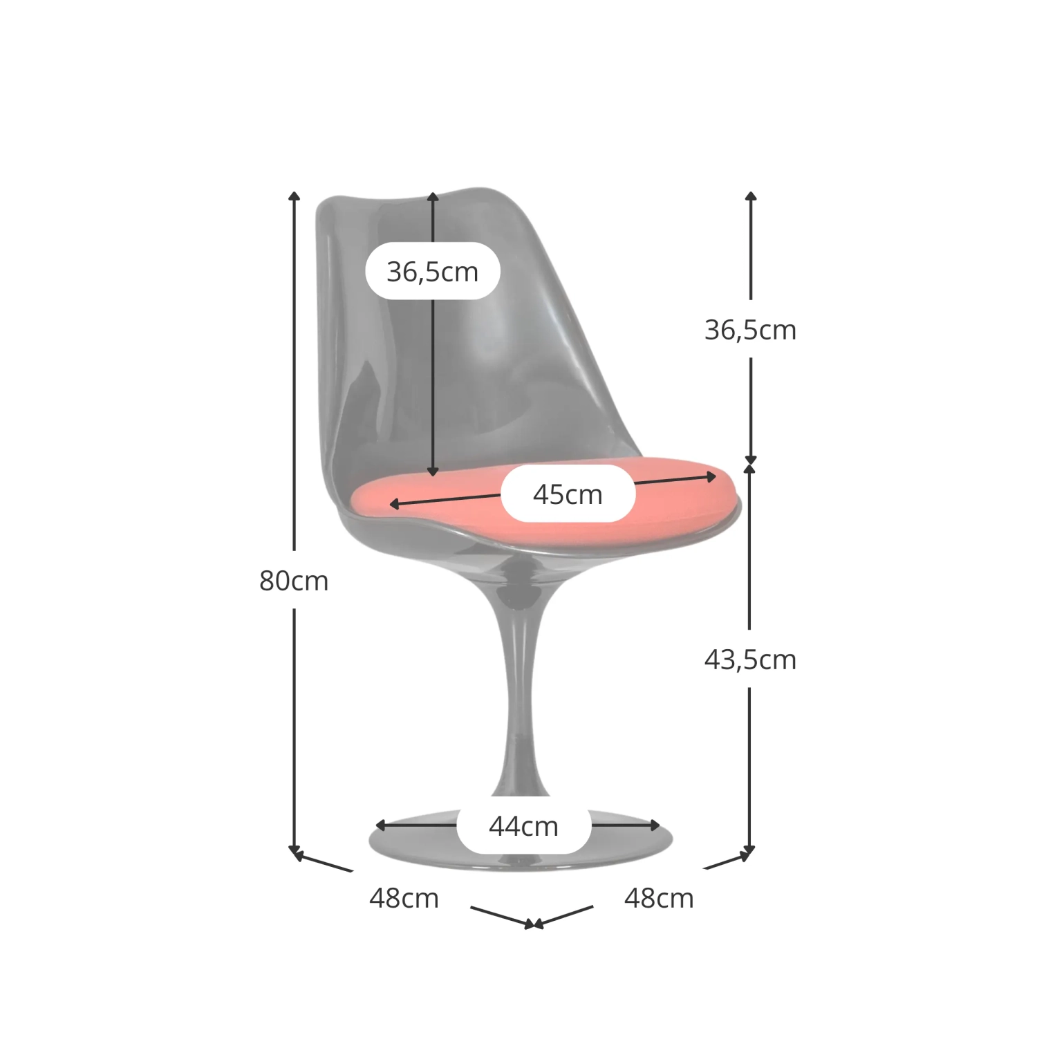 Réplique de la chaise Tulip , entièrement noire - Chaises de créateurs - Mueble Design