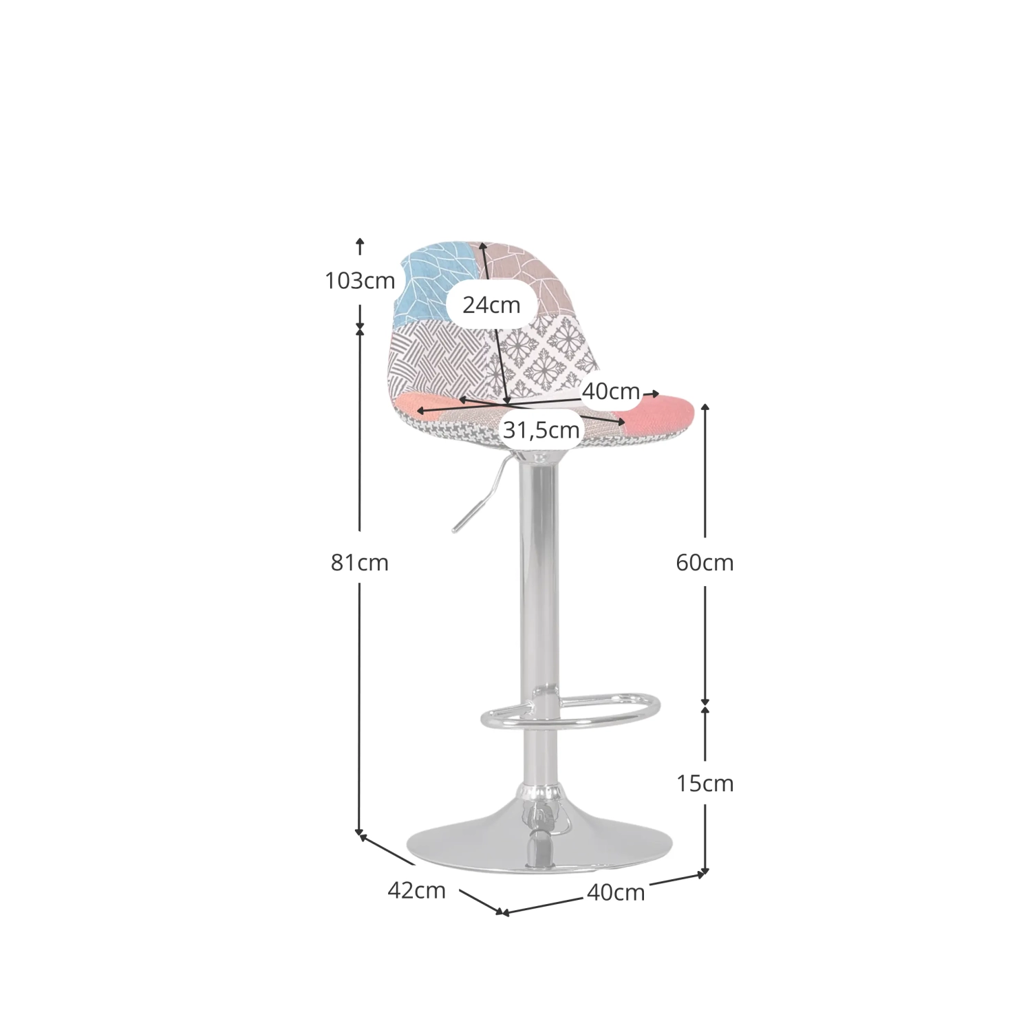 Tabouret patchwork réglable - Tabourets de bar - Mueble Design