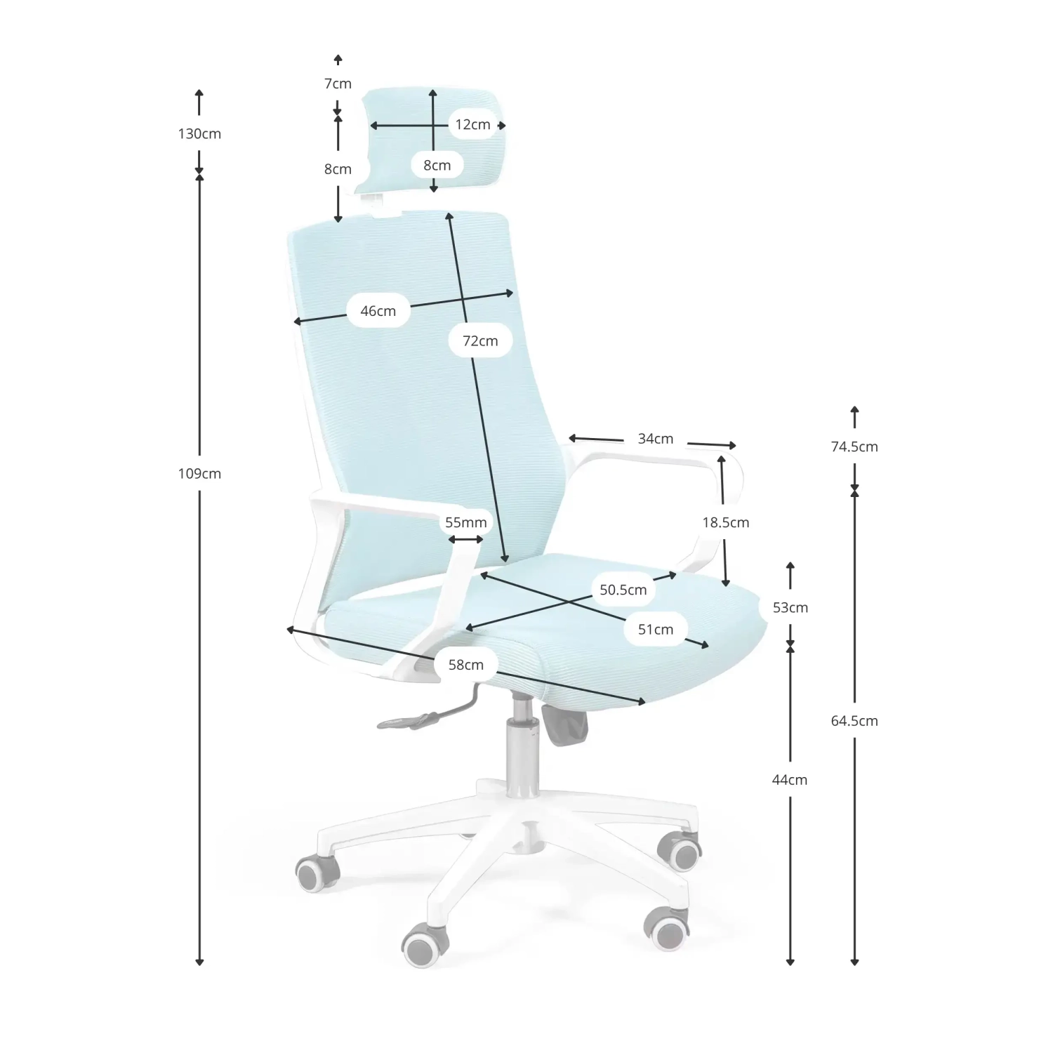 Chaise de bureau ergonomique avec appui-tête - Meubles Concept