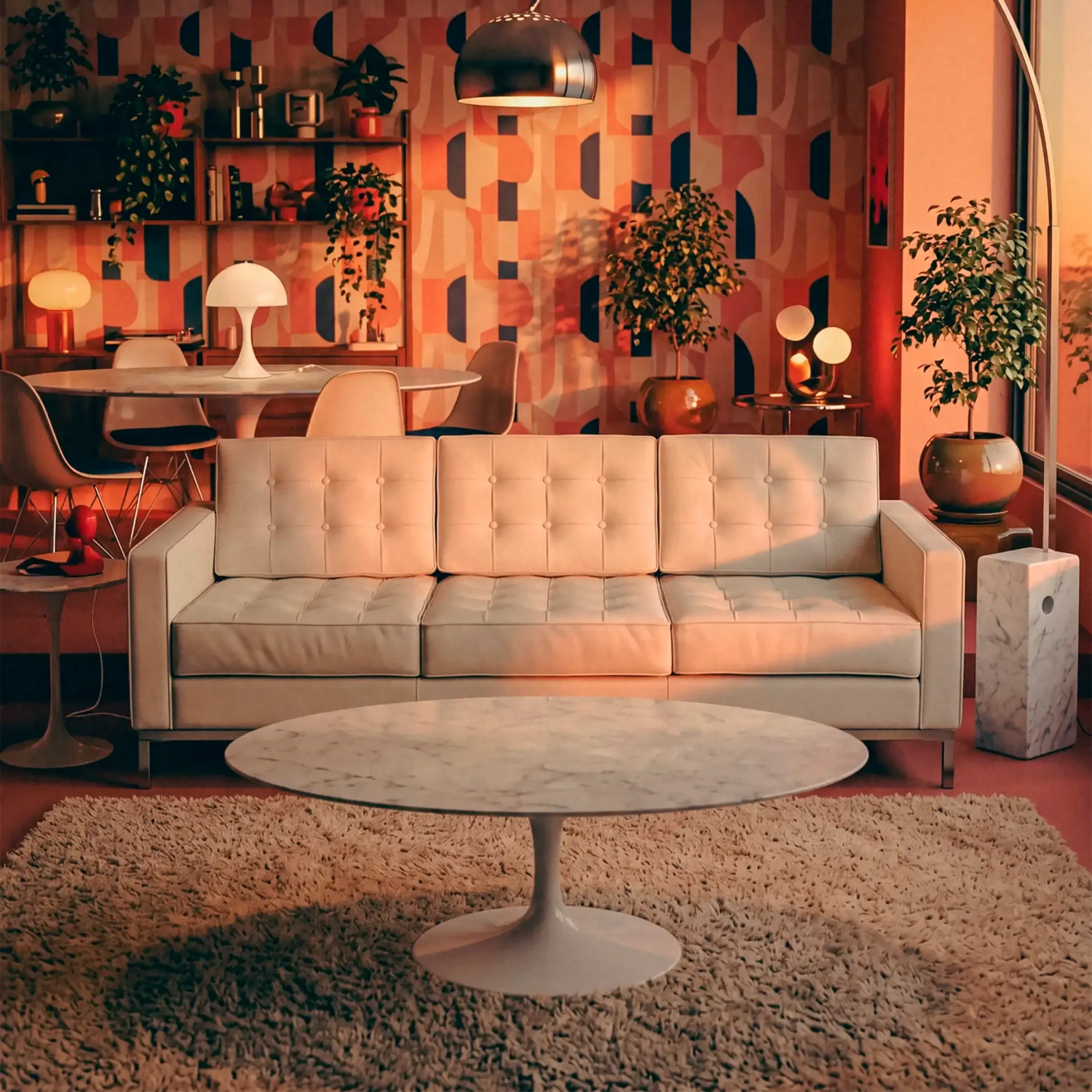 Venice canapé 3 places en cuir italien Florence Knoll Inspired Design