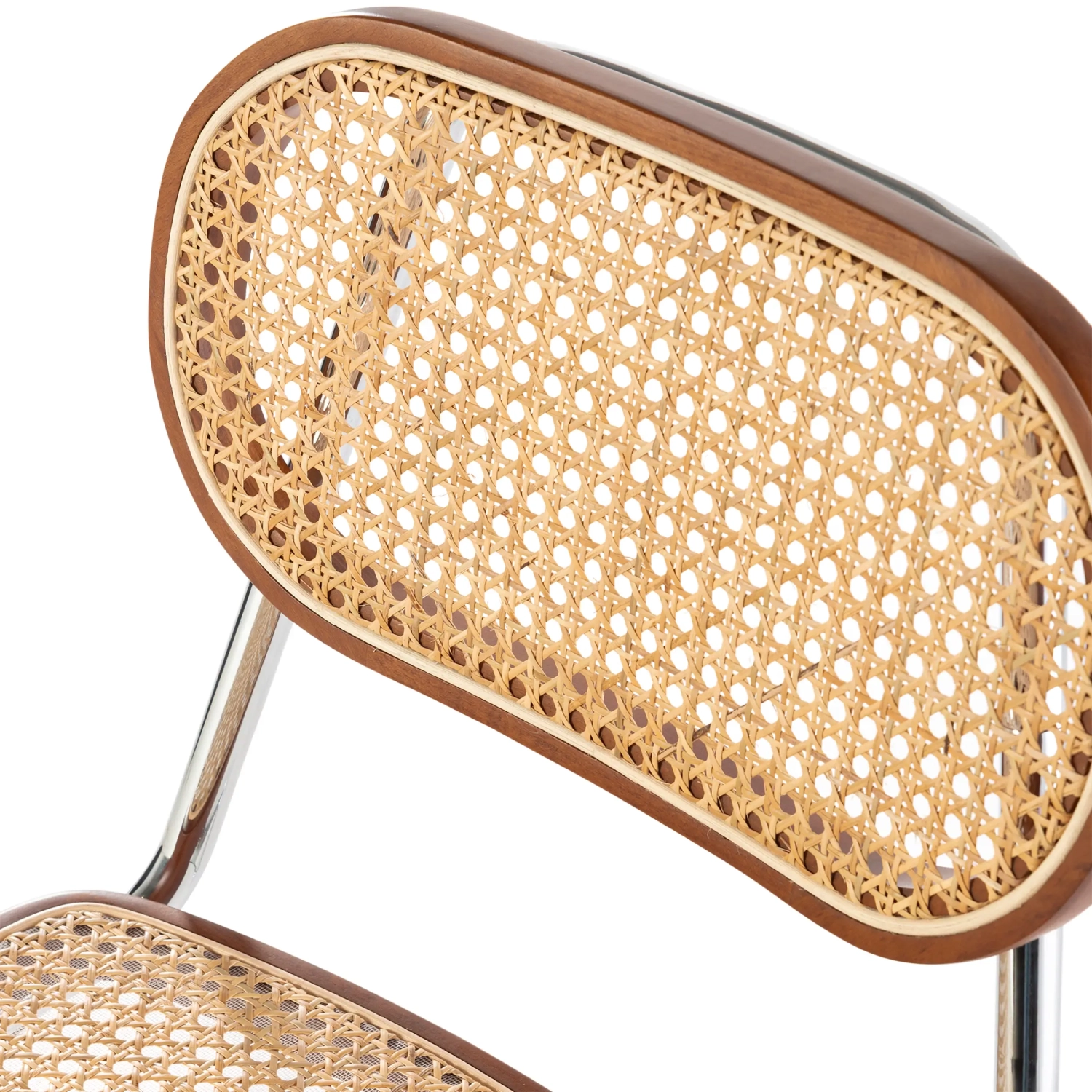 Chaise Lucio en rotin naturel avec piètement en porte-à-faux