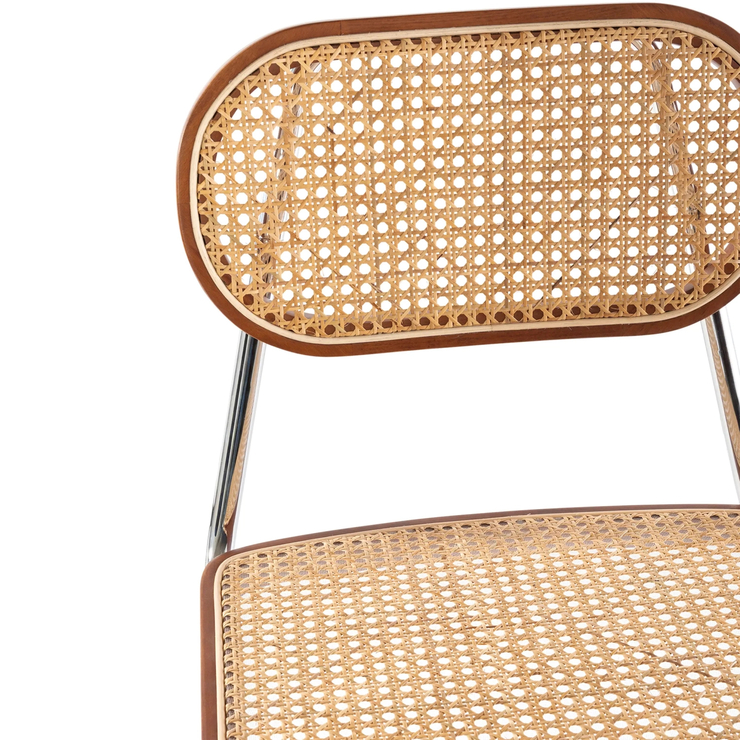 Chaise Lucio en rotin naturel avec piètement en porte-à-faux