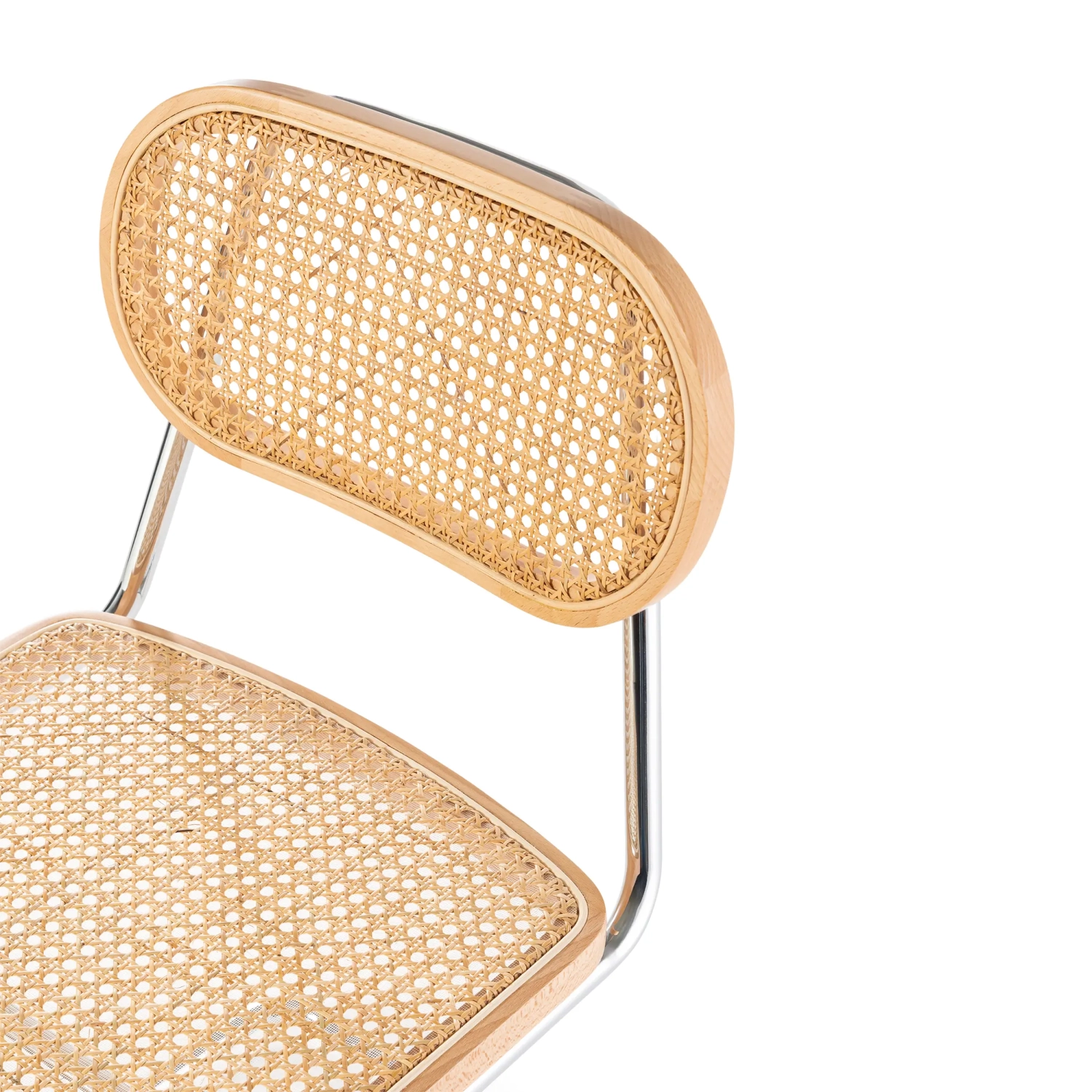 Chaise Lucio en rotin naturel avec piètement en porte-à-faux