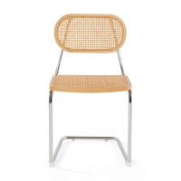 Chaise Lucio en rotin naturel avec piètement en porte-à-faux