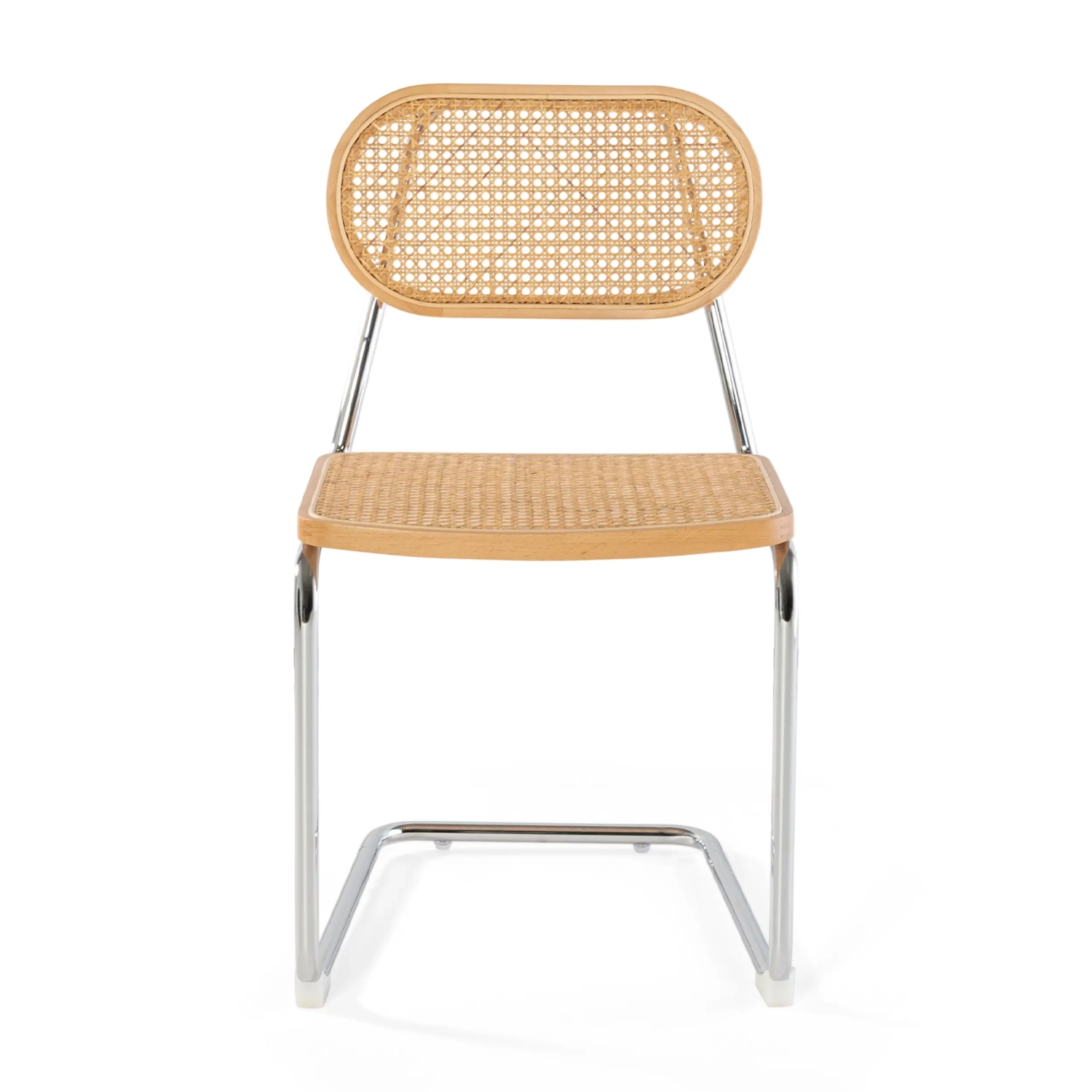 Chaise Lucio en rotin naturel avec piètement en porte-à-faux