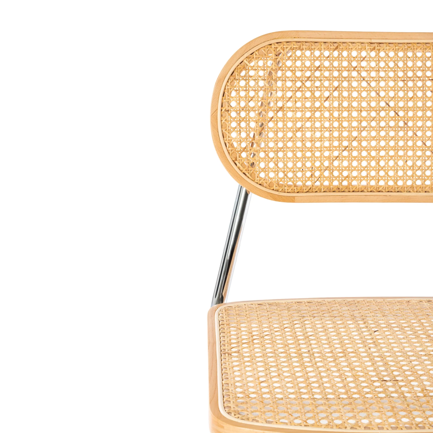 Chaise Lucio en rotin naturel avec piètement en porte-à-faux