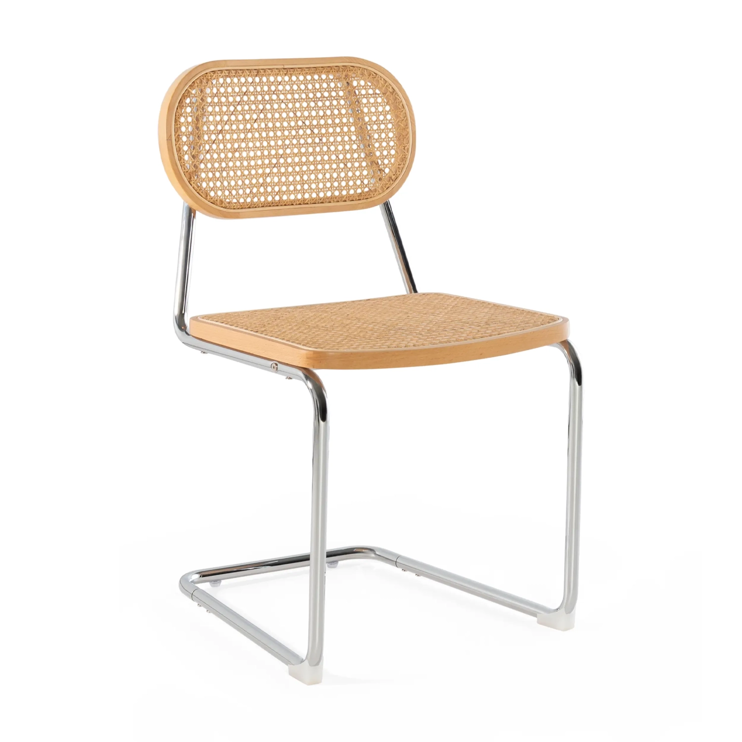 Chaise Lucio en rotin naturel avec piètement en porte-à-faux