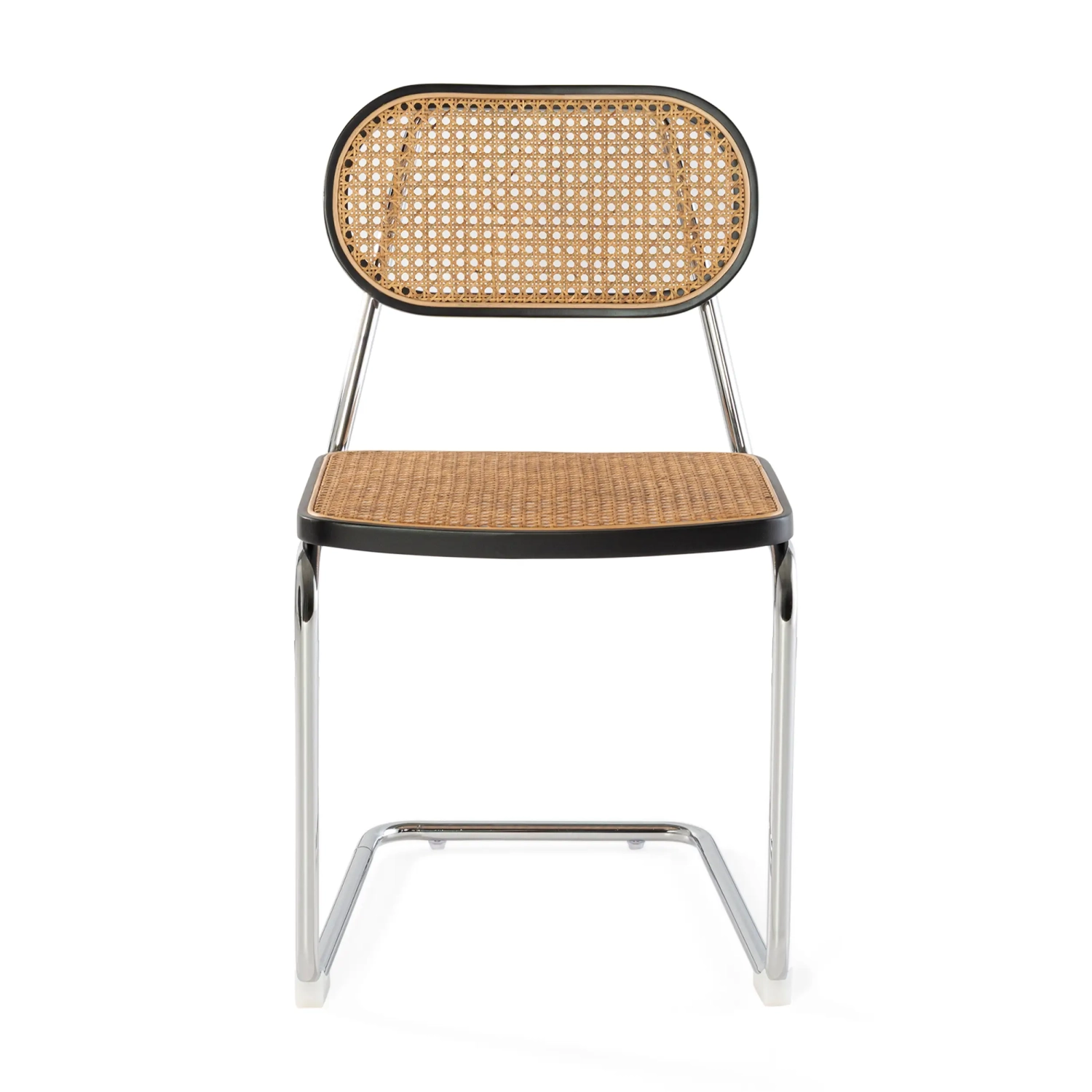 Chaise Lucio en rotin naturel avec piètement en porte-à-faux