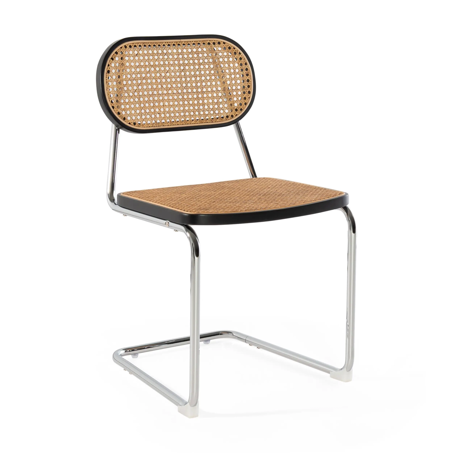 Chaise Lucio en rotin naturel avec piètement en porte-à-faux