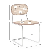 Chaise Lucio en rotin naturel avec piètement en porte-à-faux