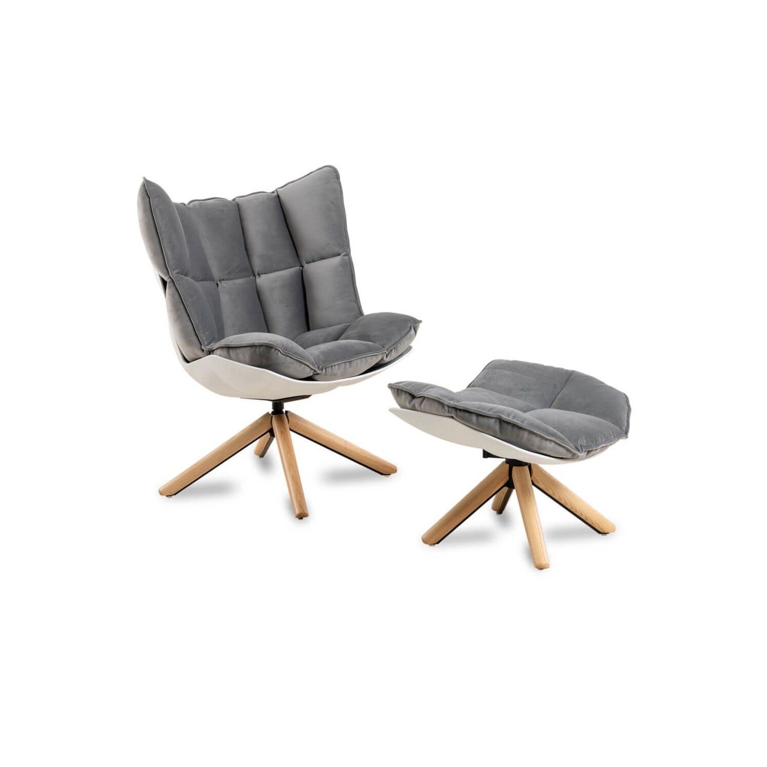 Réplica del sillón de Diseño Husk Armchair con reposapiés de la magnífica diseñadora Patricia Urquiola