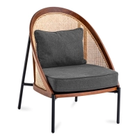Sedia Robin in rattan naturale e elegante cuscino in cotone scandinavo