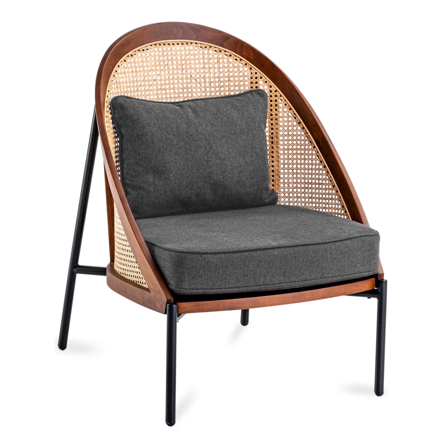 Sedia Robin in rattan naturale e elegante cuscino in cotone scandinavo