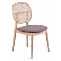 Sedia Marsh in Rattan Naturale e Cuscino in Cotone Stile Vintage