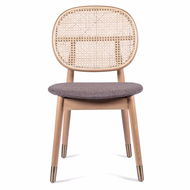 Cadeira Marsh em Rattan Natural e Almofada de Algodão Estilo Vintage