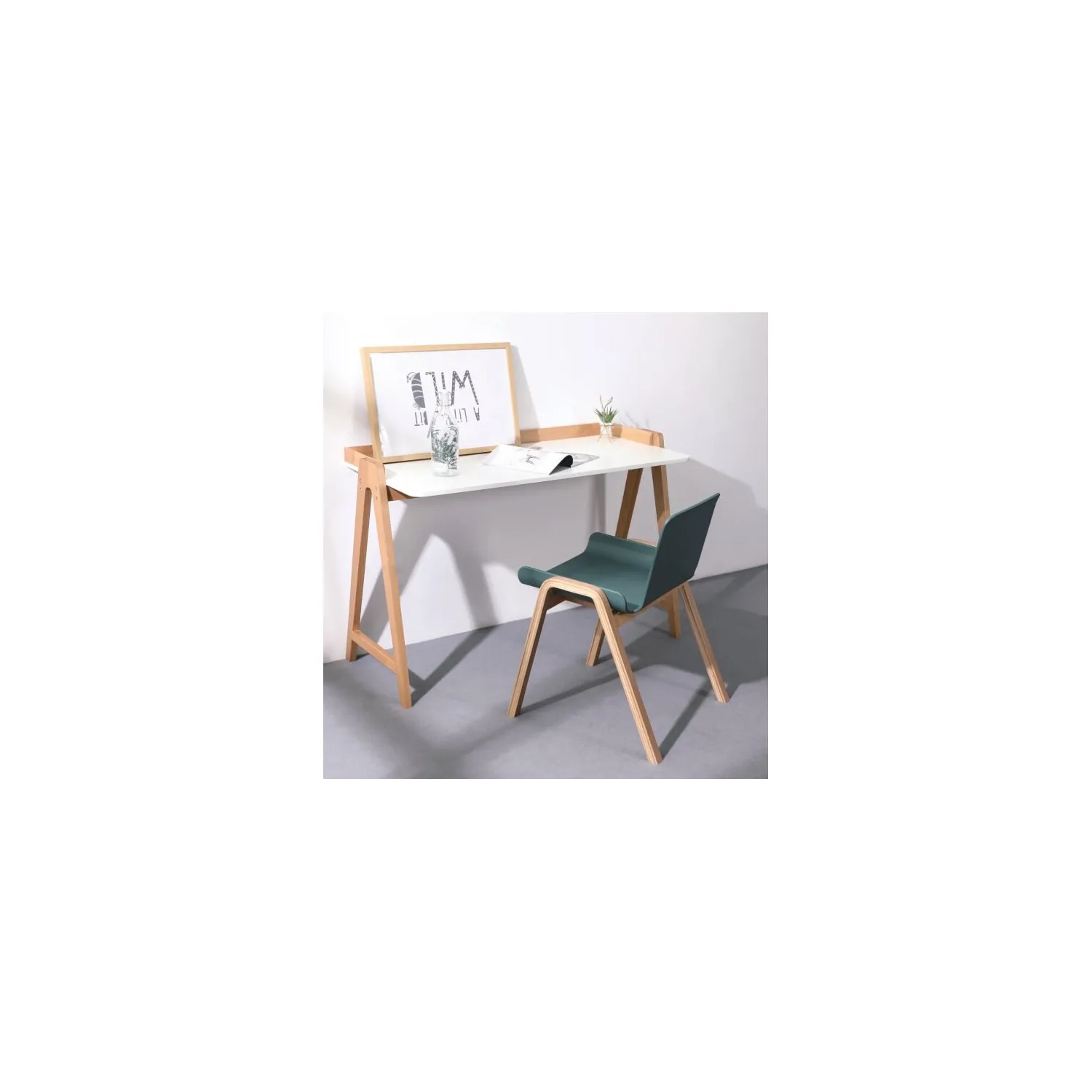 Bureau Pop avec pieds en chêne massif
