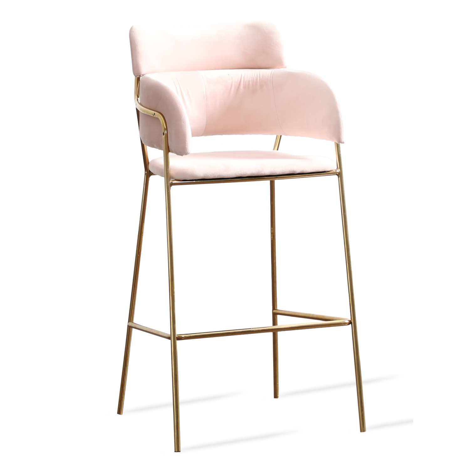 Hoher gepolsterter Hocker mit goldenen Beinen