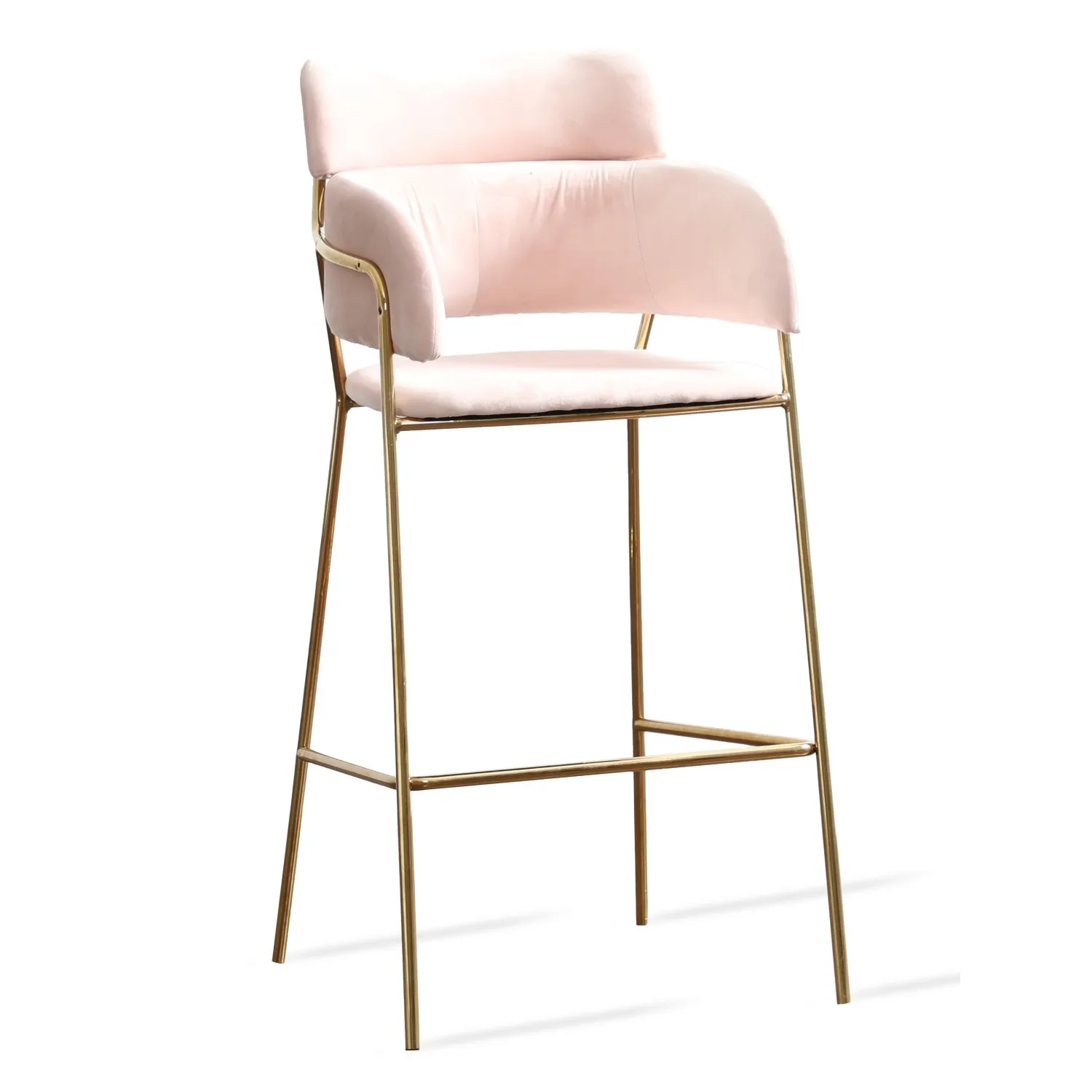 Tabouret haut rembourré avec pieds dorés