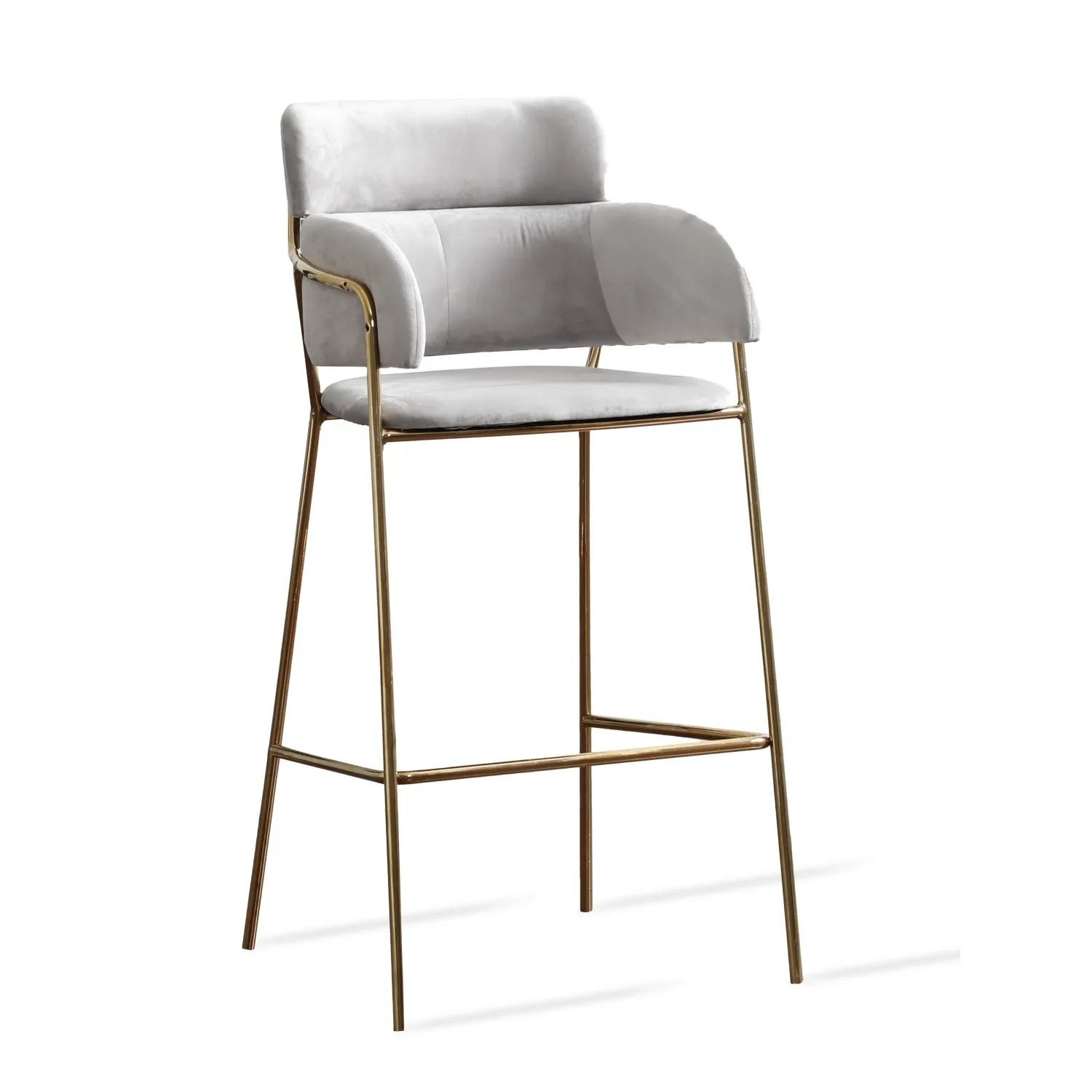 Tabouret haut rembourré avec pieds dorés