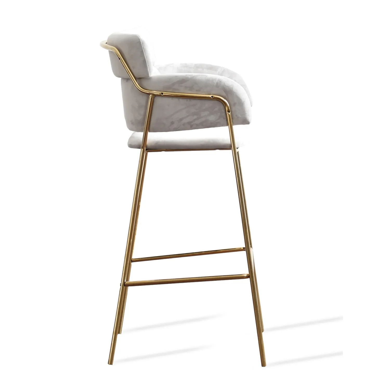 Tabouret haut rembourré avec pieds dorés