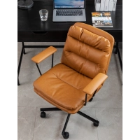 Bureaustoel bekleed met bruin kunstleer