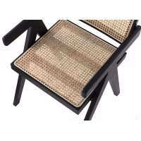 Réplique de la chaise Chandigarh avec accoudoirs du designer Pierre Jeanneret 