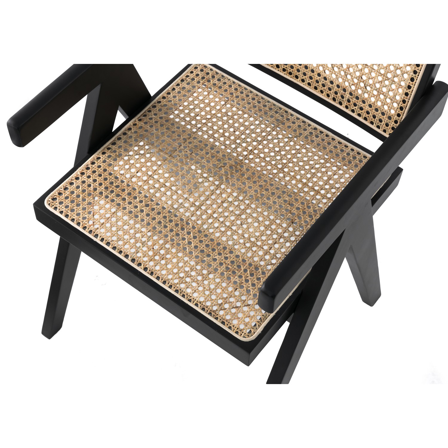 Réplique de la chaise Chandigarh avec accoudoirs du designer Pierre Jeanneret 