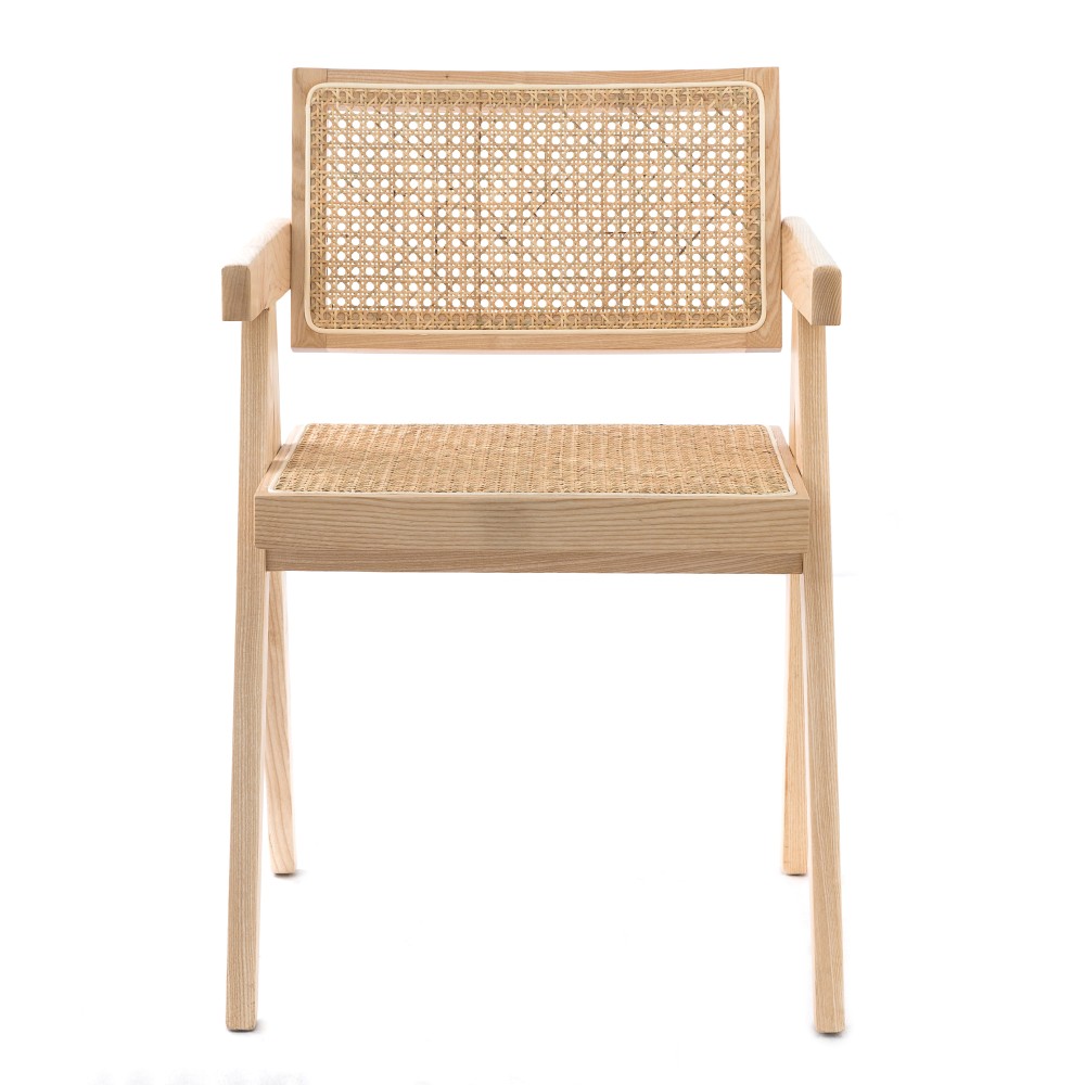 Réplique de la chaise Chandigarh avec accoudoirs du designer Pierre Jeanneret
