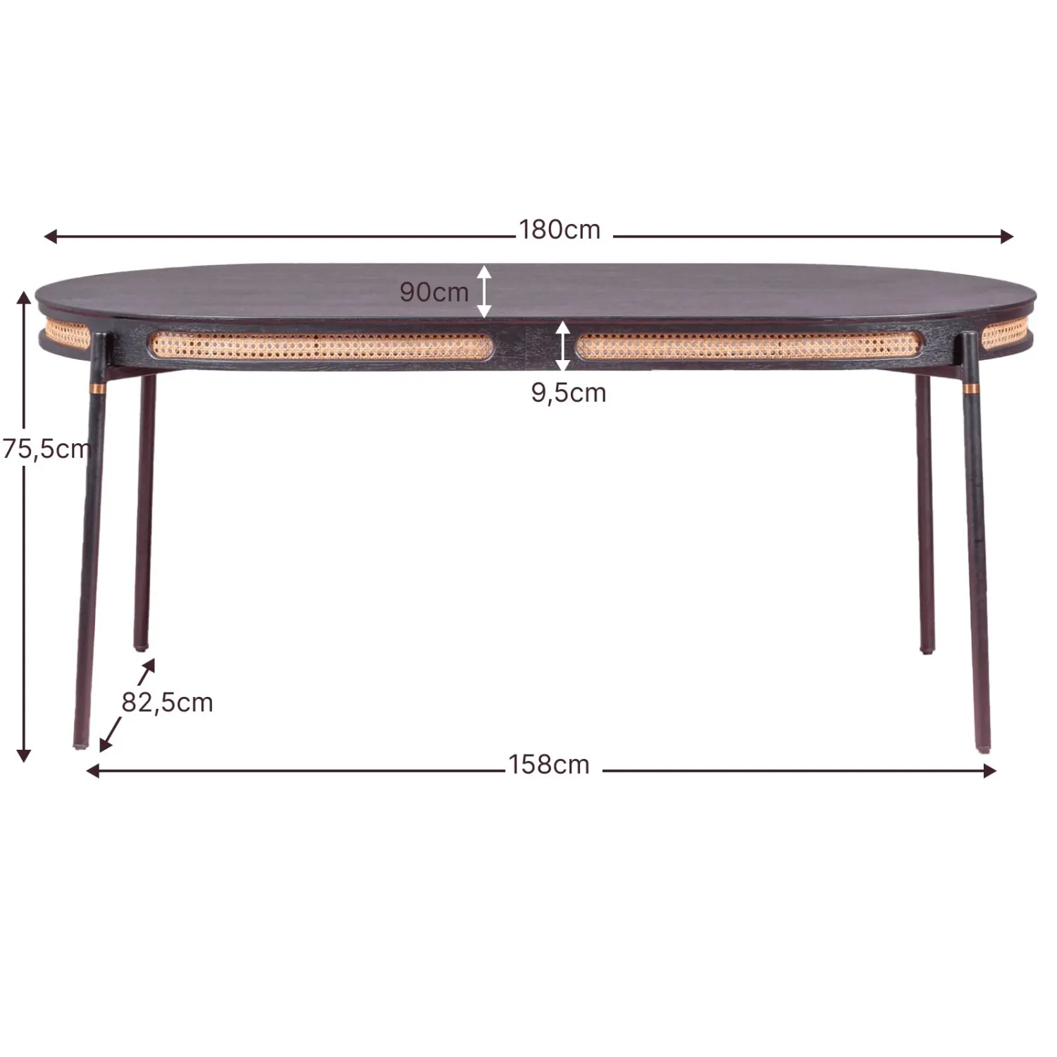 Table à manger Glorious 180cm en rotin naturel