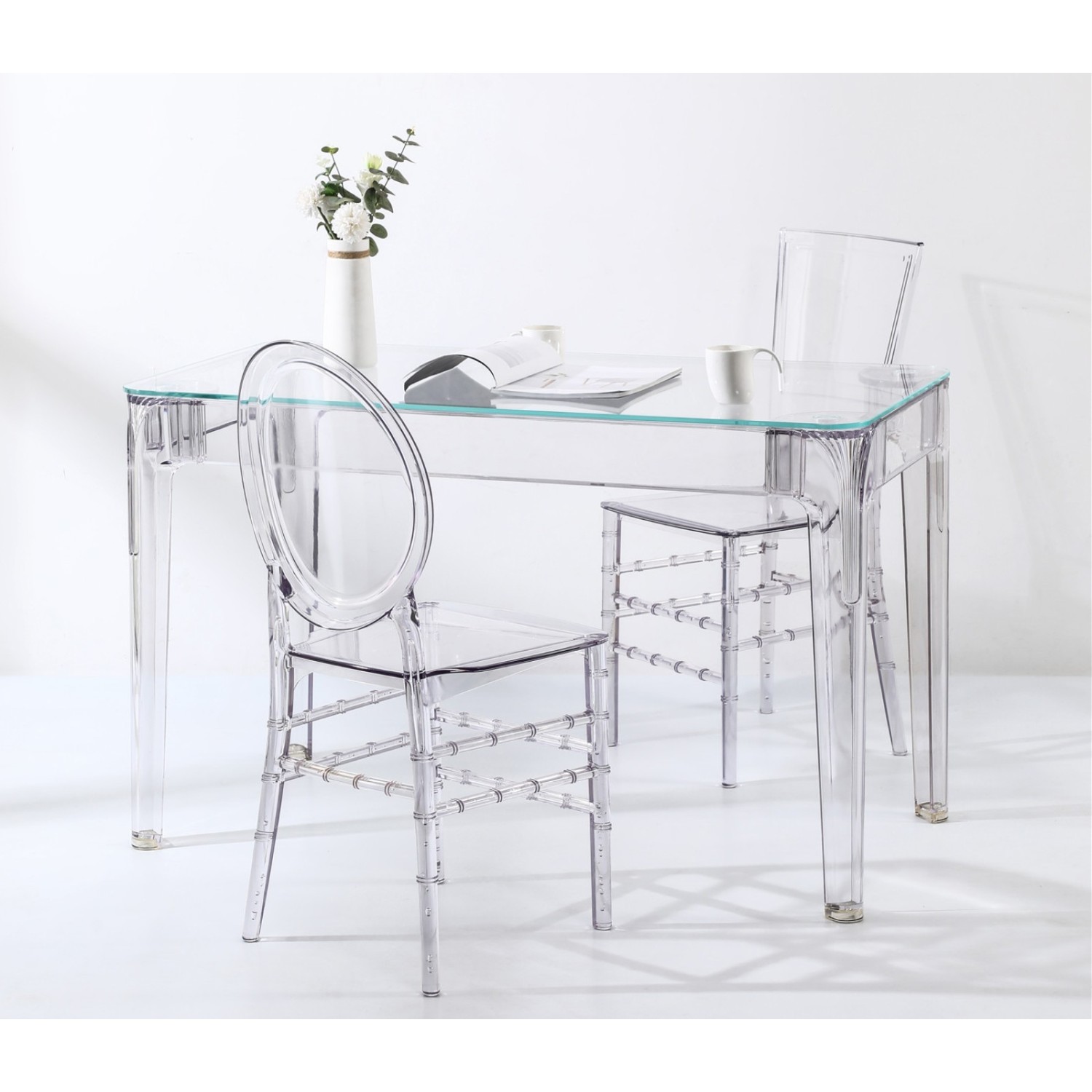 Pack Mesa Ghost 120cm Y 4 Sillas Felipe Ghost