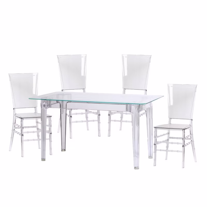 Pack Mesa Ghost 120cm Y 4 Sillas Felipe Ghost