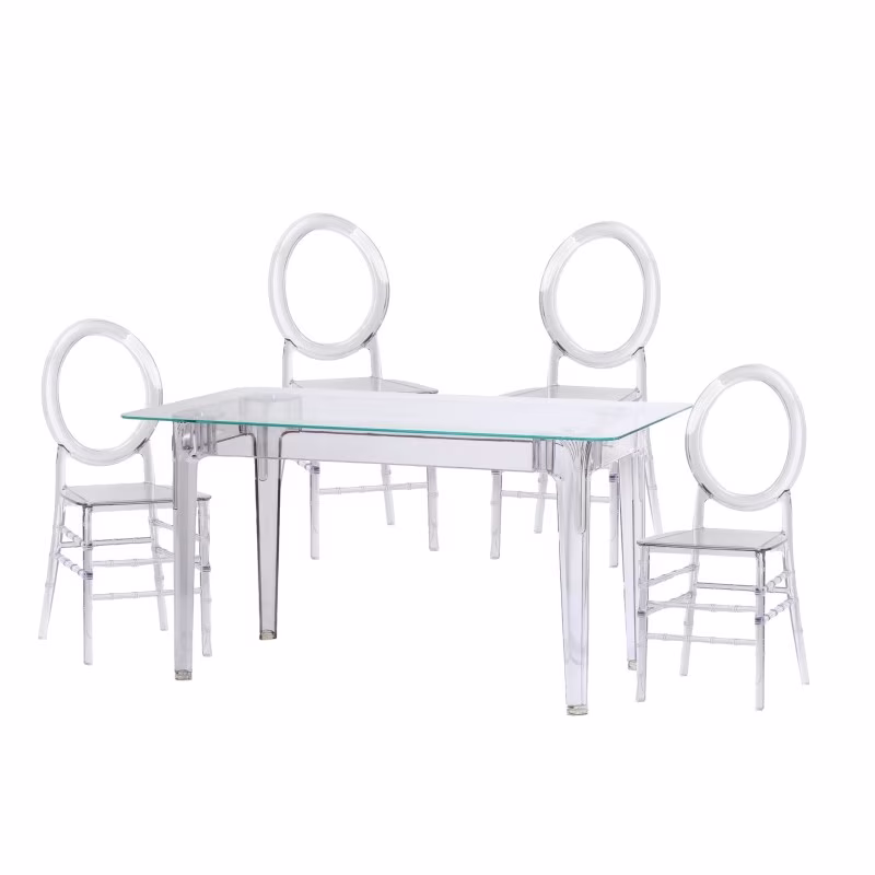 Pack Mesa Ghost 120cm Y 4 Sillas Felipe Ghost