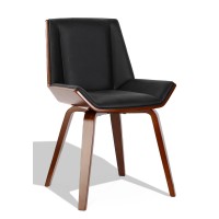 Nordic Plywood S-stoel met kussen van kunstleer en notenhout