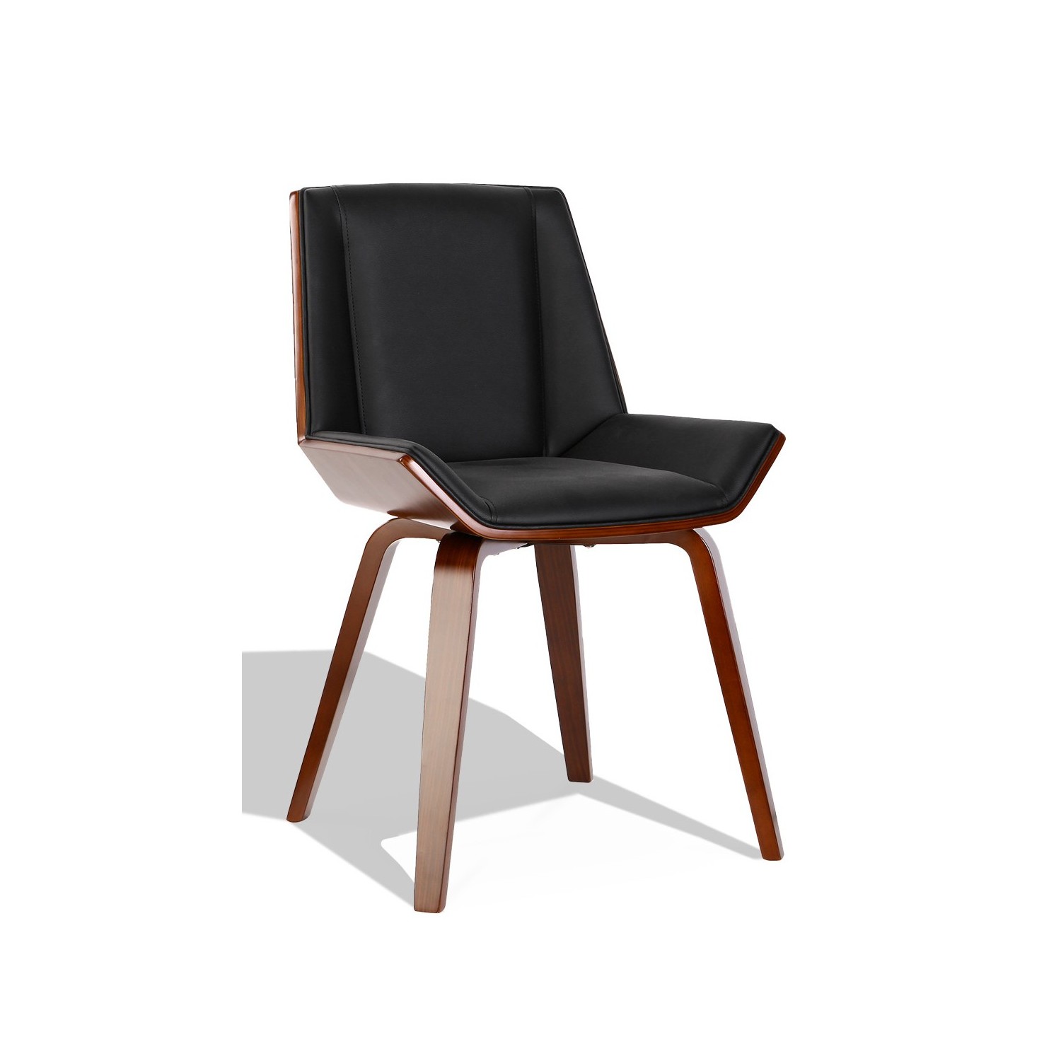 Silla Nordic Plywood S con cojín de polipiel y madera de nogal