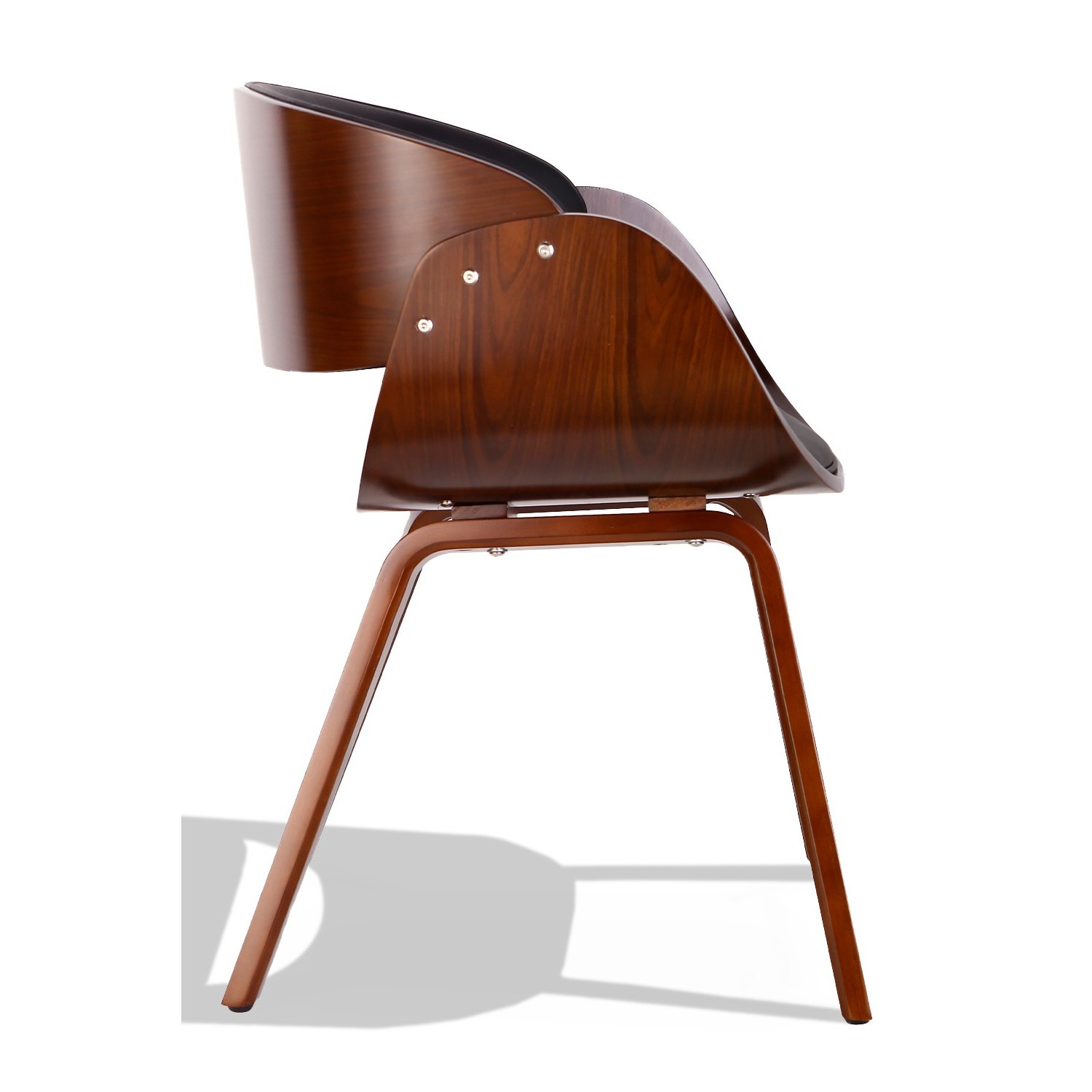 Nordic Burrow S stoel met kunstleren kussen in notenhout