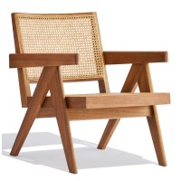 Poltrona Compass con braccioli in legno di teak e rattan naturale