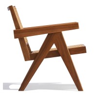 Poltrona Compass con braccioli in legno di teak e rattan naturale