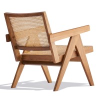 Poltrona Compass con braccioli in legno di teak e rattan naturale