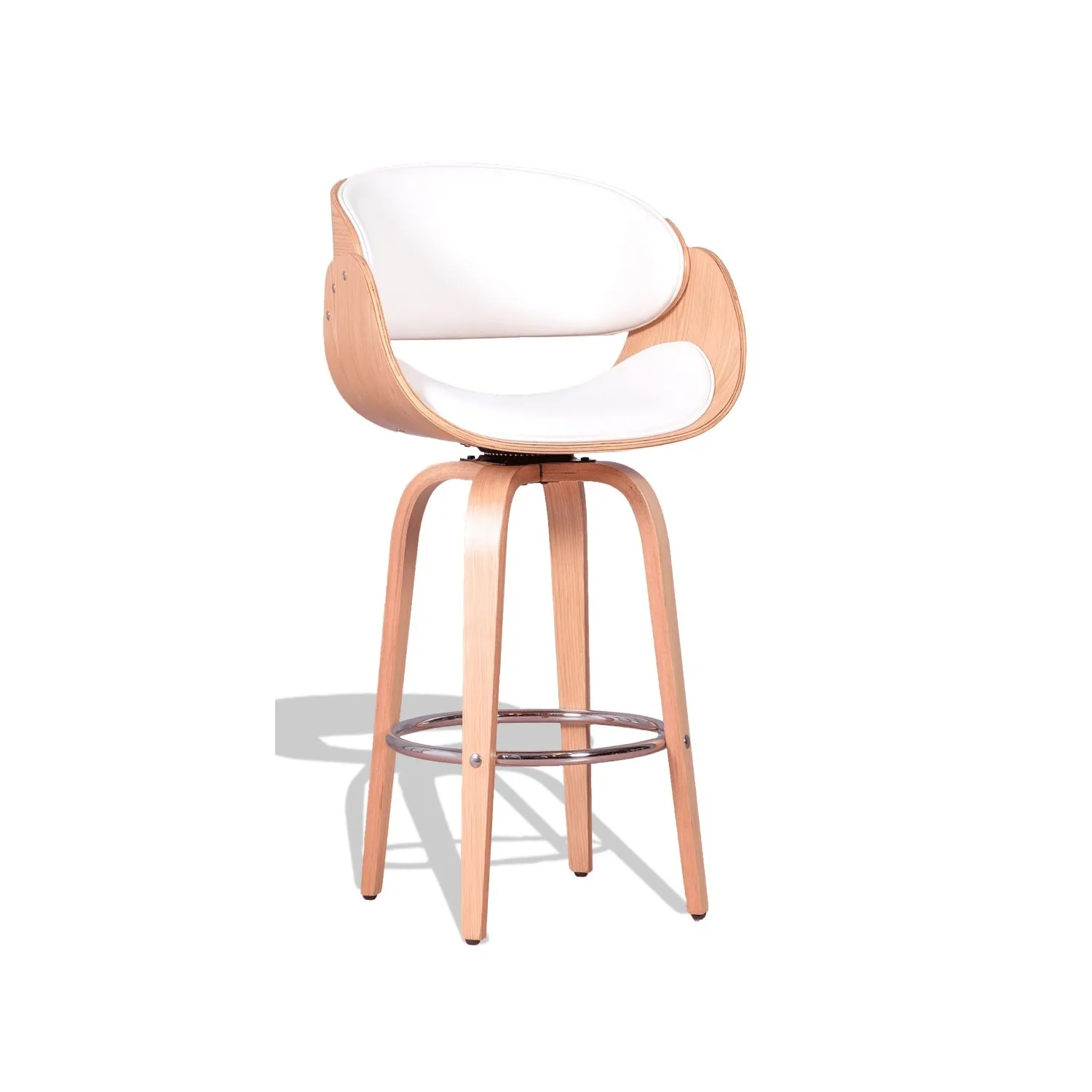 Tabouret Burrow en bois d'érable et coussin en similicuir
