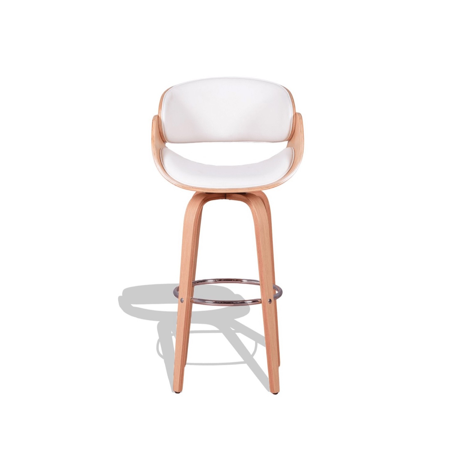 Burrow stool in maple wood and leatherette cushion