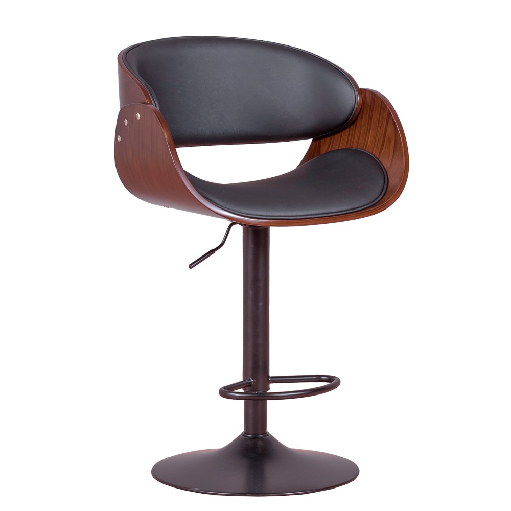 Tabouret Burrow Lift en bois de noyer et coussin en simili cuir