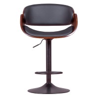 Tabouret Burrow Lift en bois de noyer et coussin en simili cuir