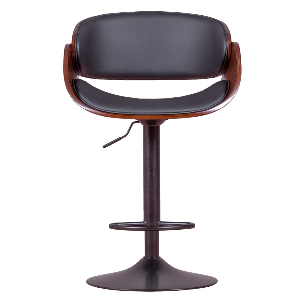 Tabouret Burrow Lift en bois de noyer et coussin en simili cuir